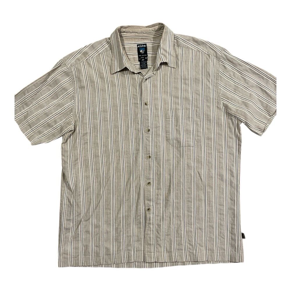 Men's Kuhl‎ XXL Striped Athletik Fit Hiking Fishing Outdoor Short Sleeve Shirt